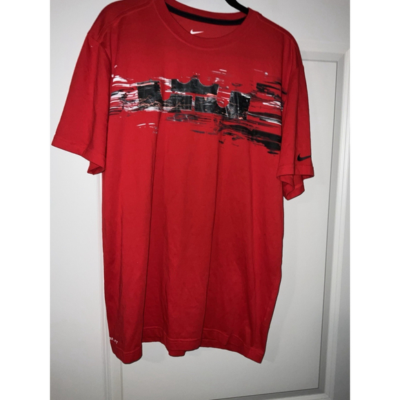 Nike Mens LJ Crown T-shirt Red Lebron James Dri Fit XL - Picture 1 of 8